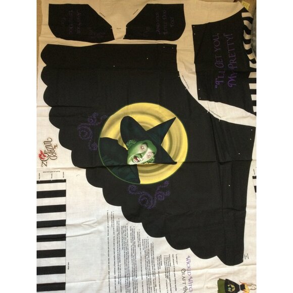 Wizard of Oz Fabric Panel And instructions for DIY Wicked Witch Apron Pockets - Picture 3 of 7